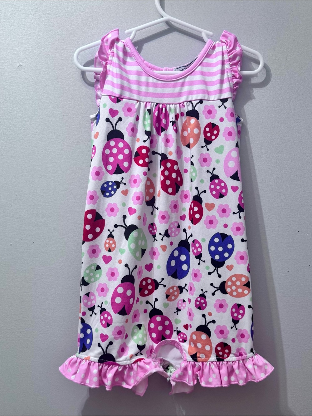 Little Millie Pink Ladybug Kids Romper, Size 3